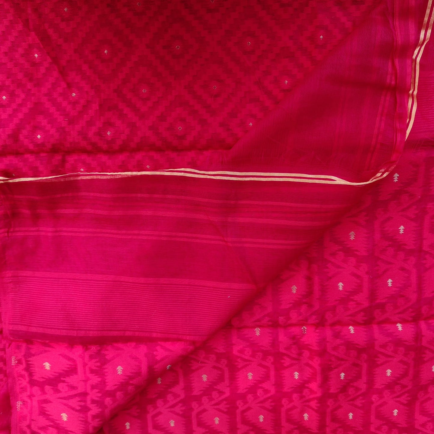 Crimson Red Cotton Jamdani