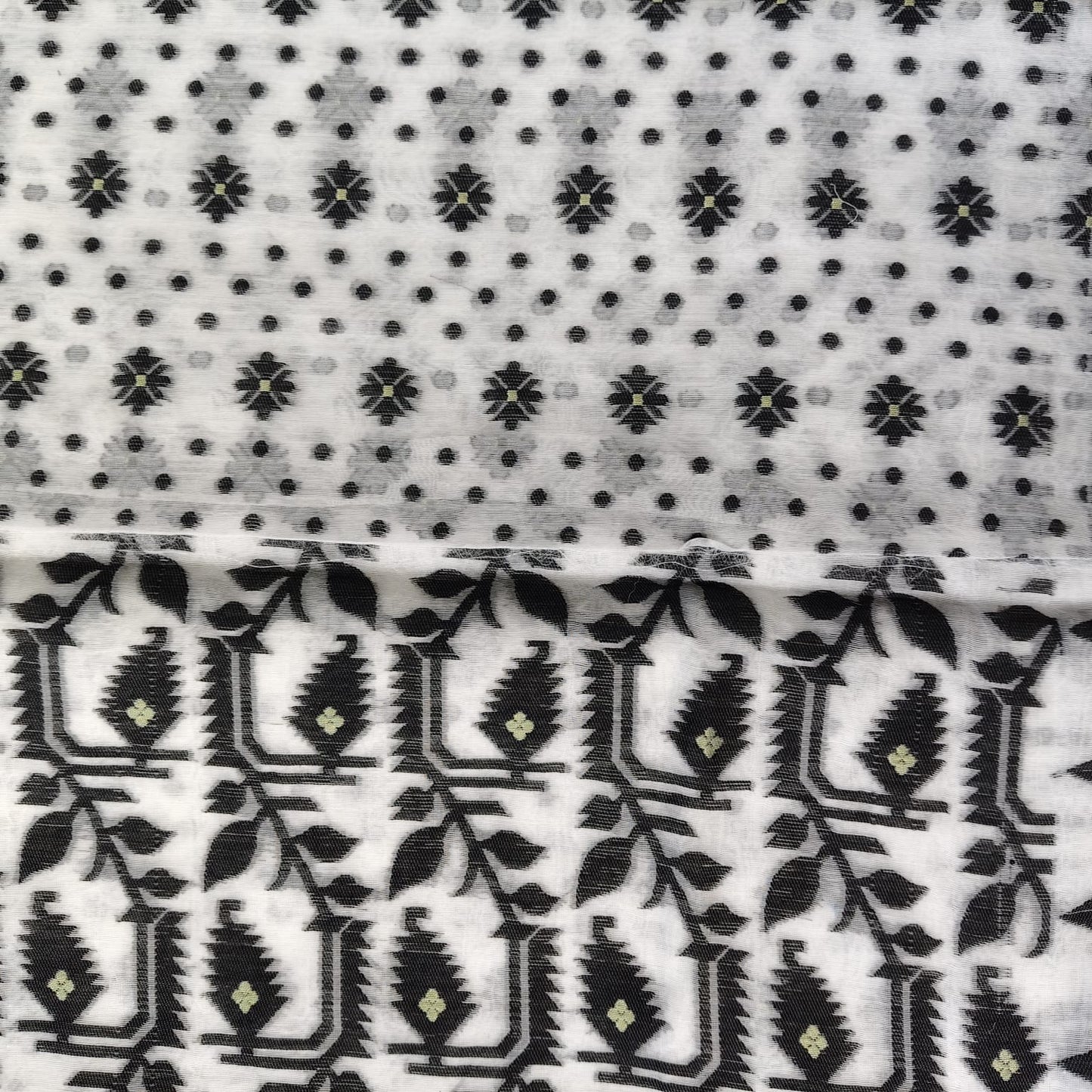 White Black Cotton Jamdani