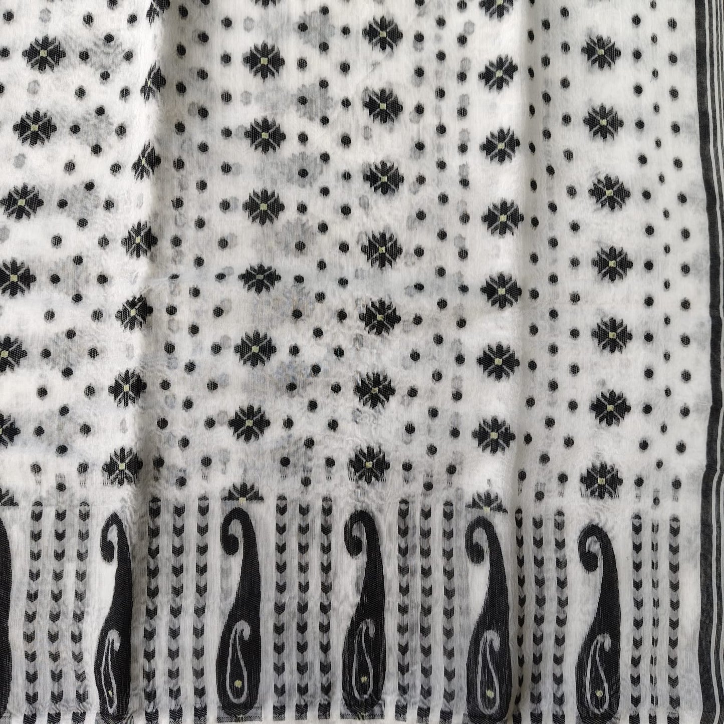 White Black Cotton Jamdani