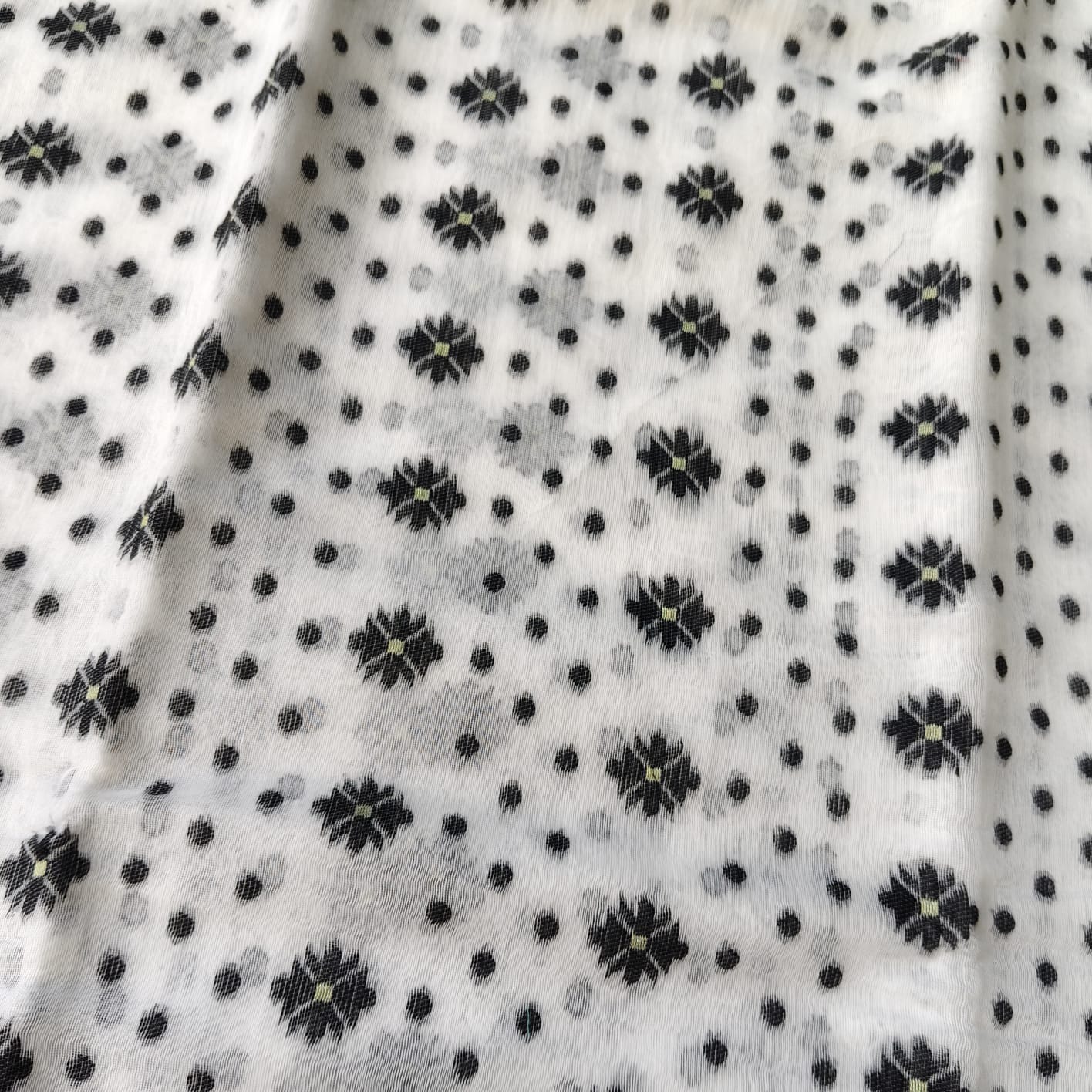 White Black Cotton Jamdani