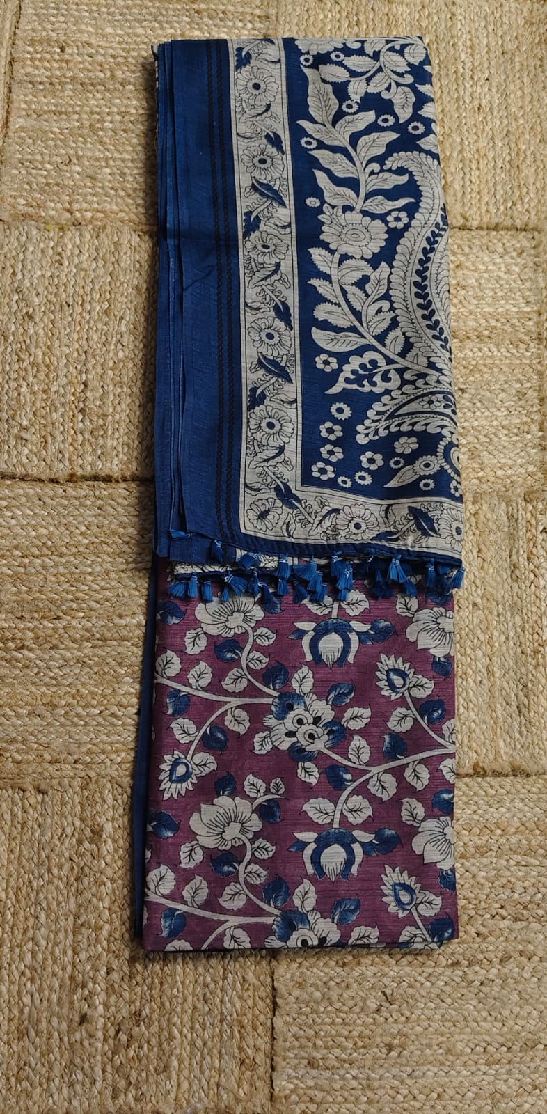 Jute Cotton Kalamkari - Wine