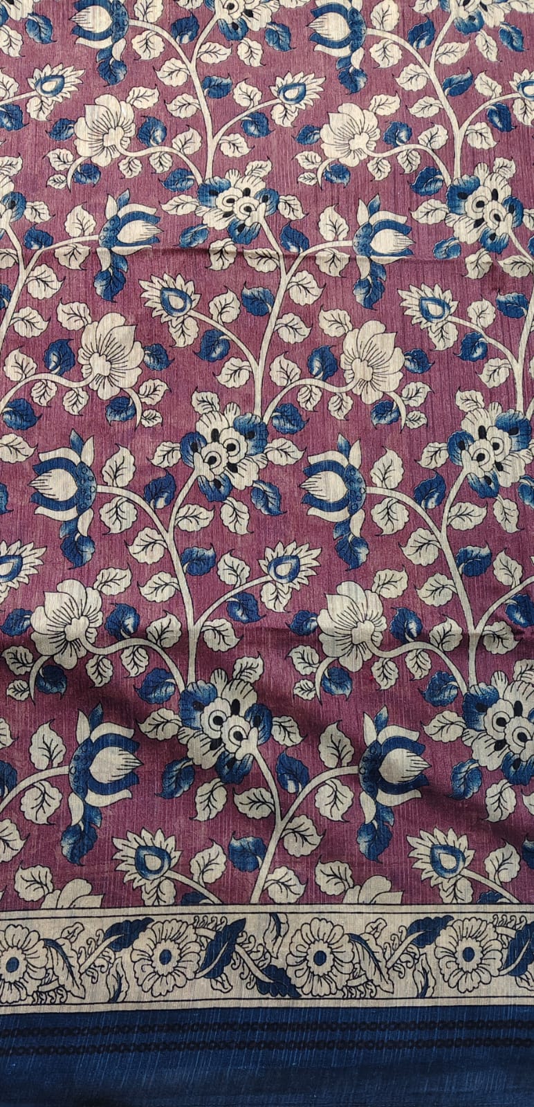 Jute Cotton Kalamkari - Wine