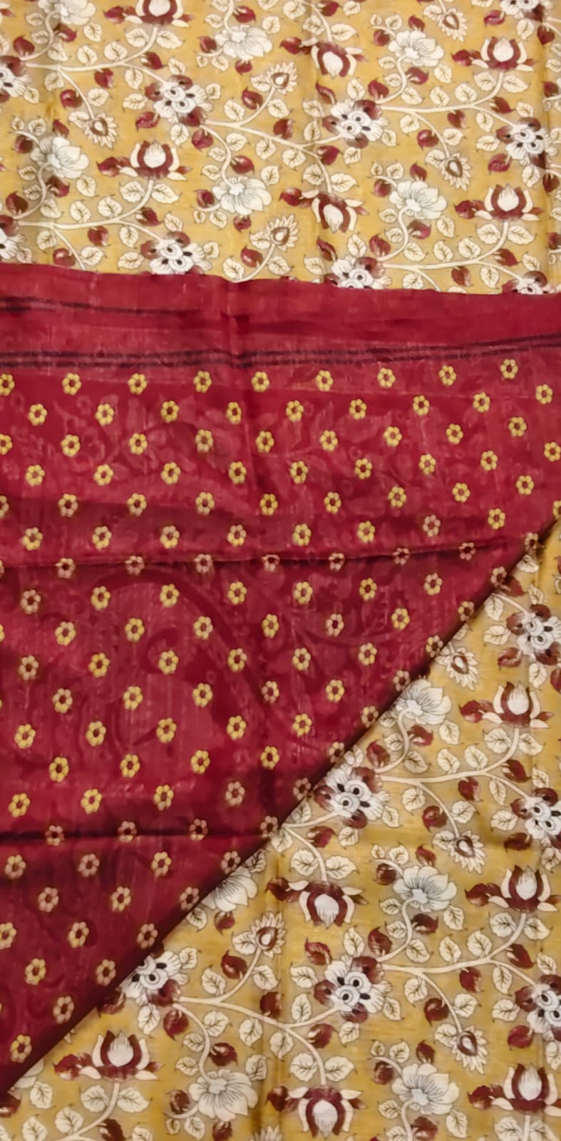 Jute Cotton Kalamkari- Mustard