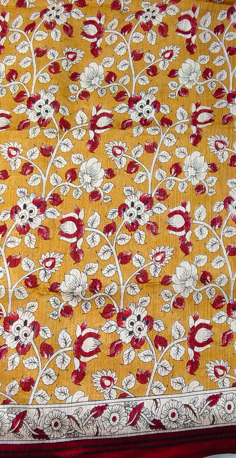 Jute Cotton Kalamkari- Mustard