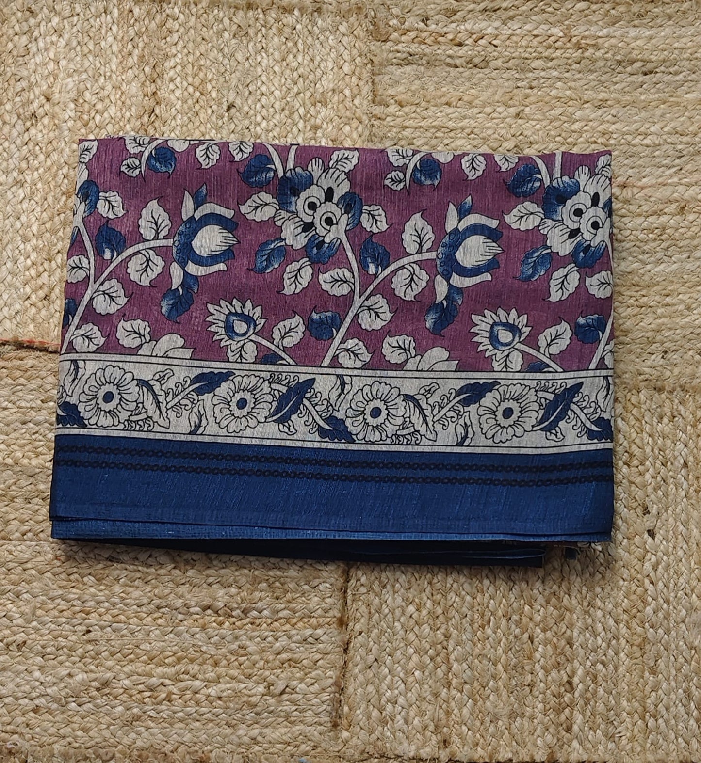 Jute Cotton Kalamkari - Wine
