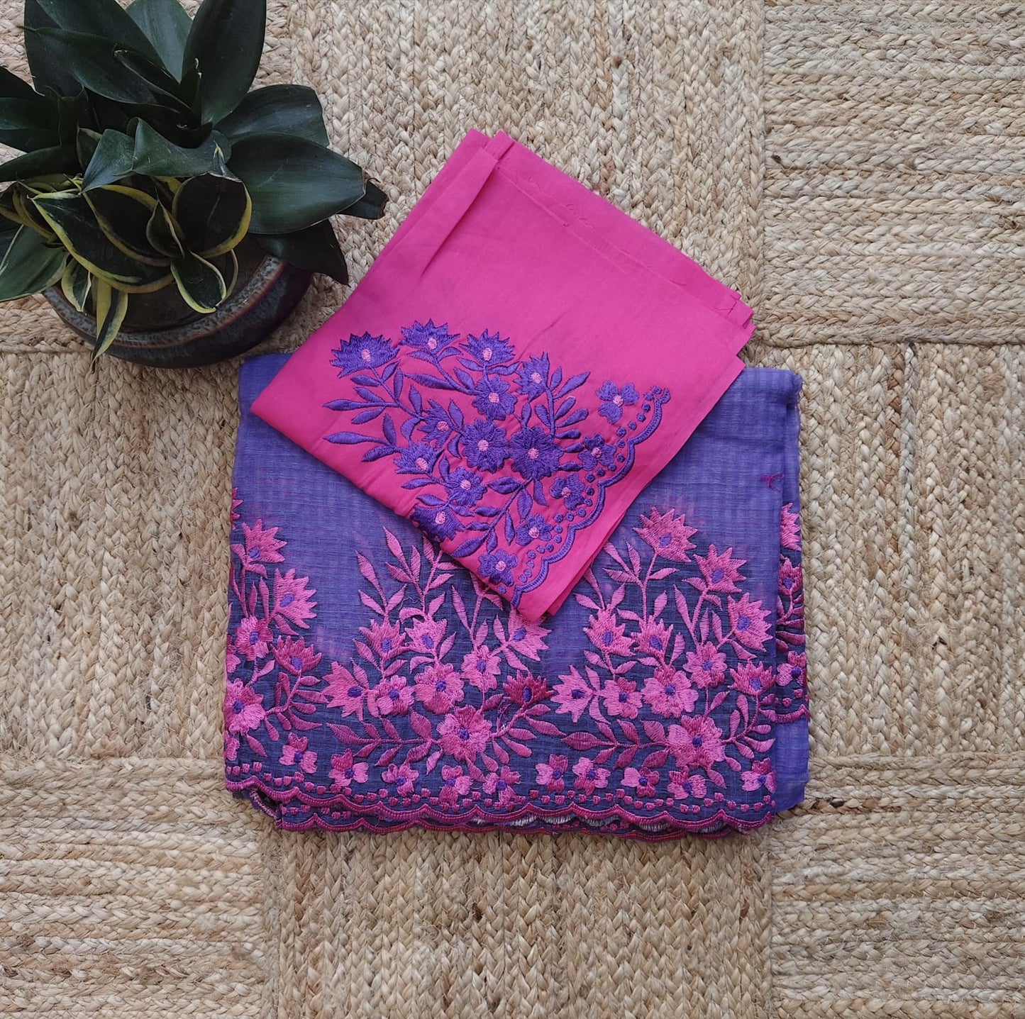 Mauve Embroidery Resham Kota