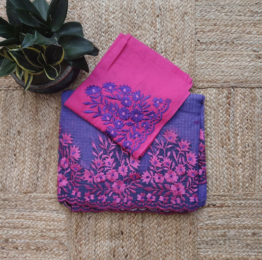 Mauve Embroidery Resham Kota