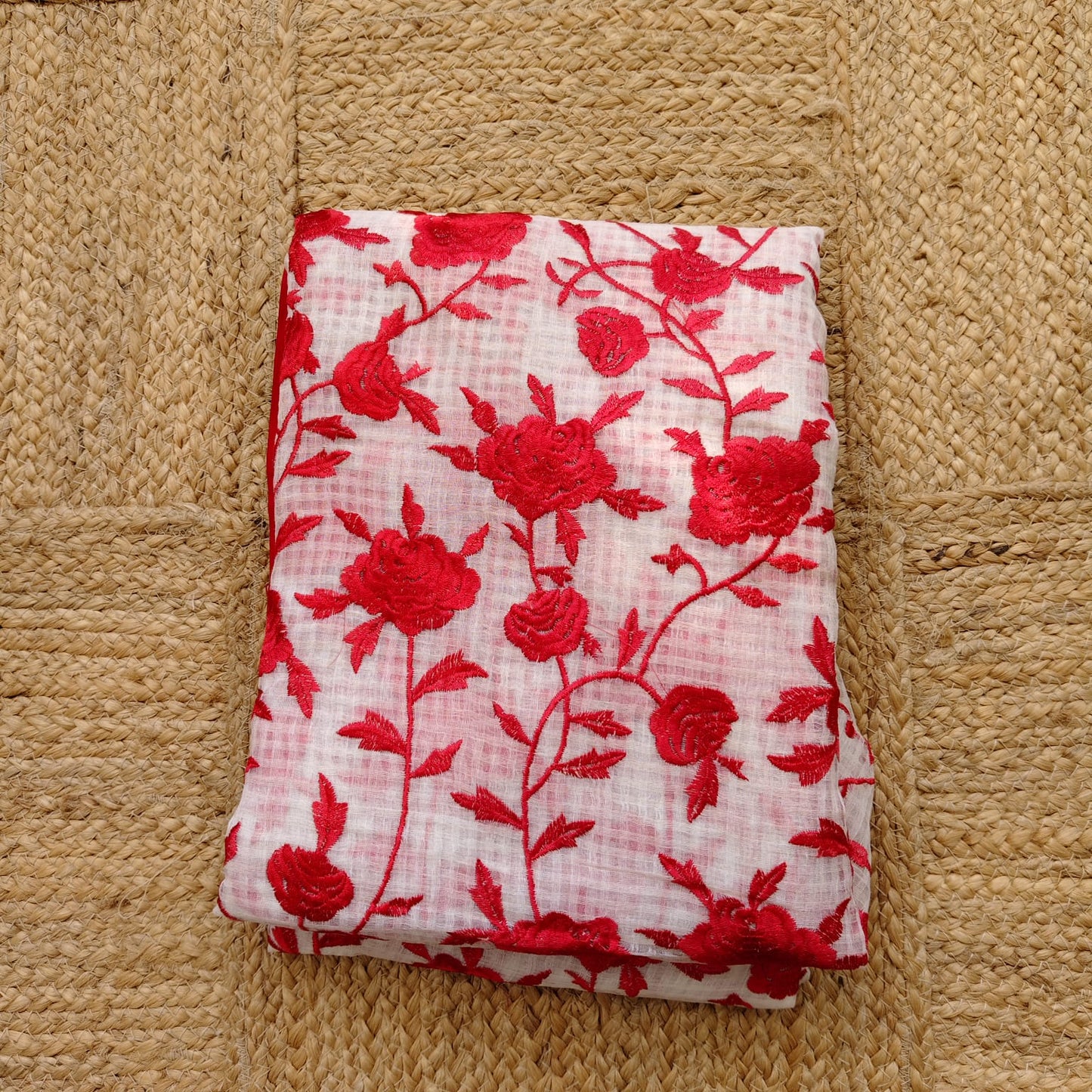 Resham Kota Parsi Embroidery -Red n White