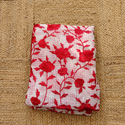 Resham Kota Parsi Embroidery -Red n White