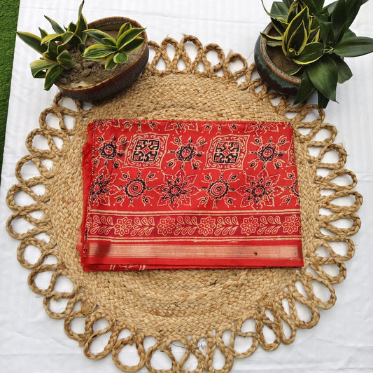 Ajrakh Block Print, Brick Red