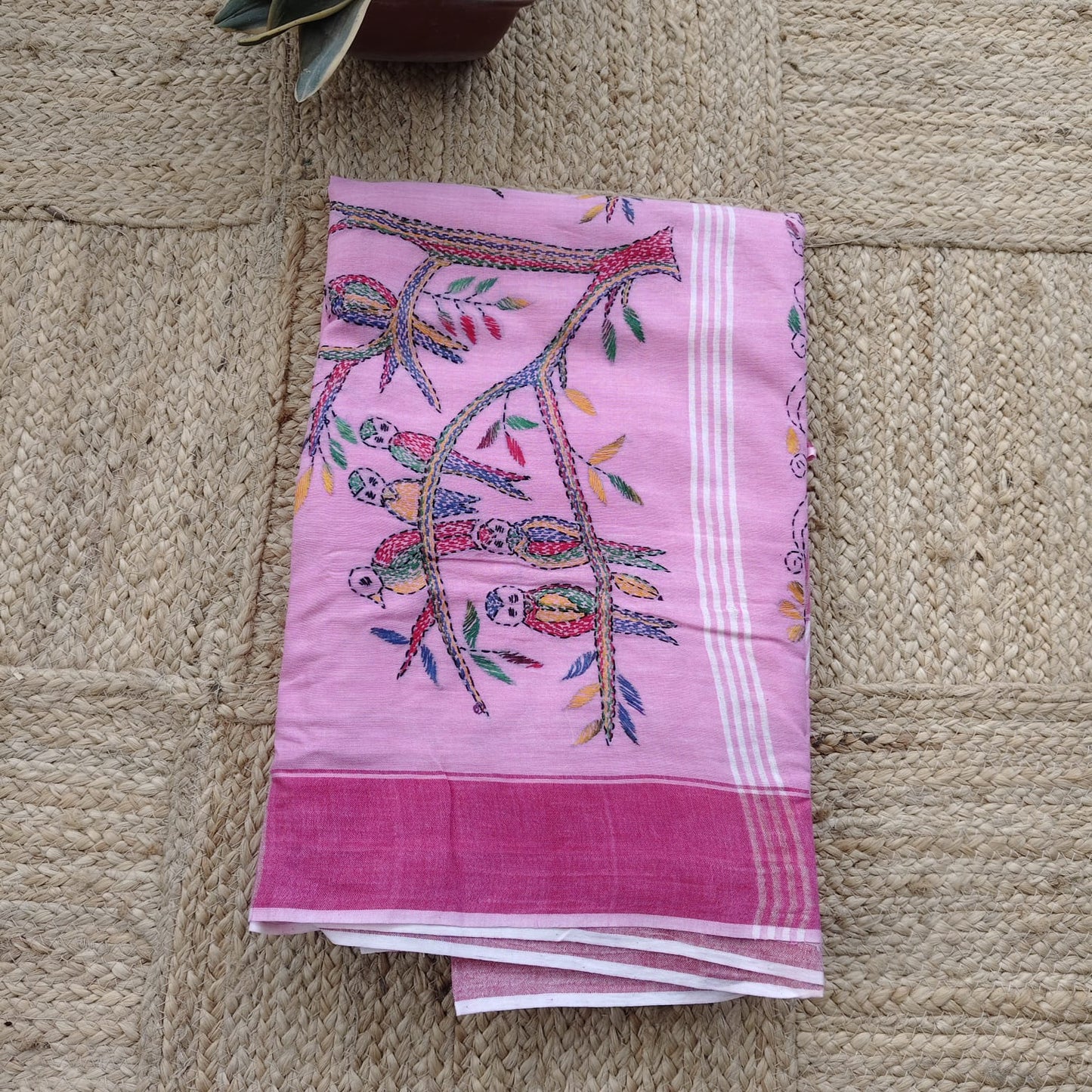 Pure Cotton Katha- White
