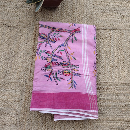 Pure Cotton Katha- White