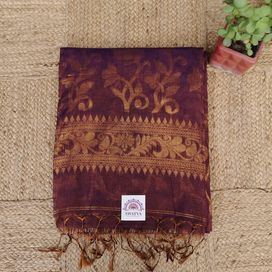 Tissue Linen Jamdani -Wine