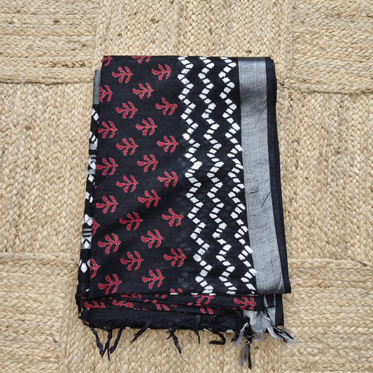 Black Block Print Linen Cotton-08