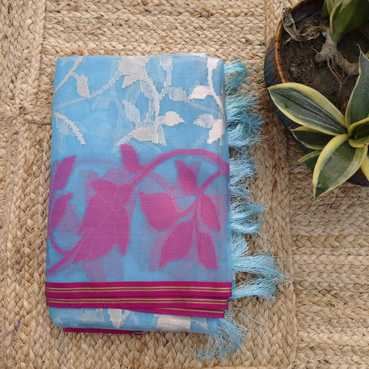 Organza Muslin Jamdani- Blue