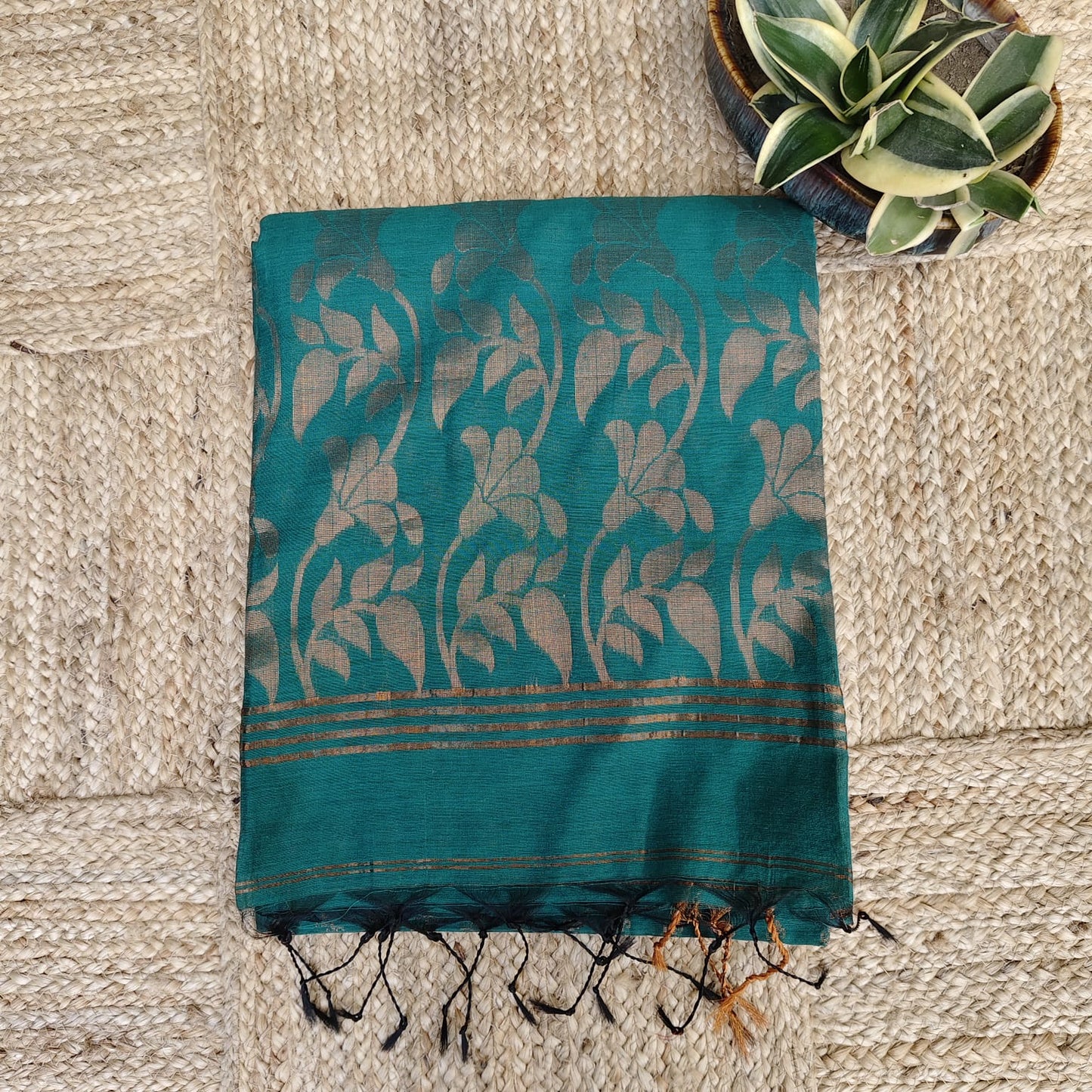 Cotton Silk Banarasi - Bottle Green