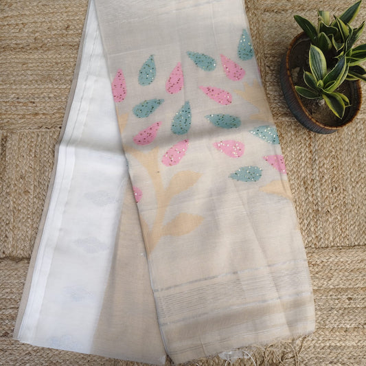 Tissue  Muslin Jamdani-Golden Biege