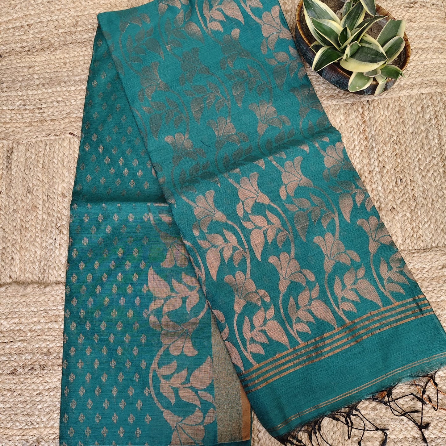 Cotton Silk Banarasi - Bottle Green