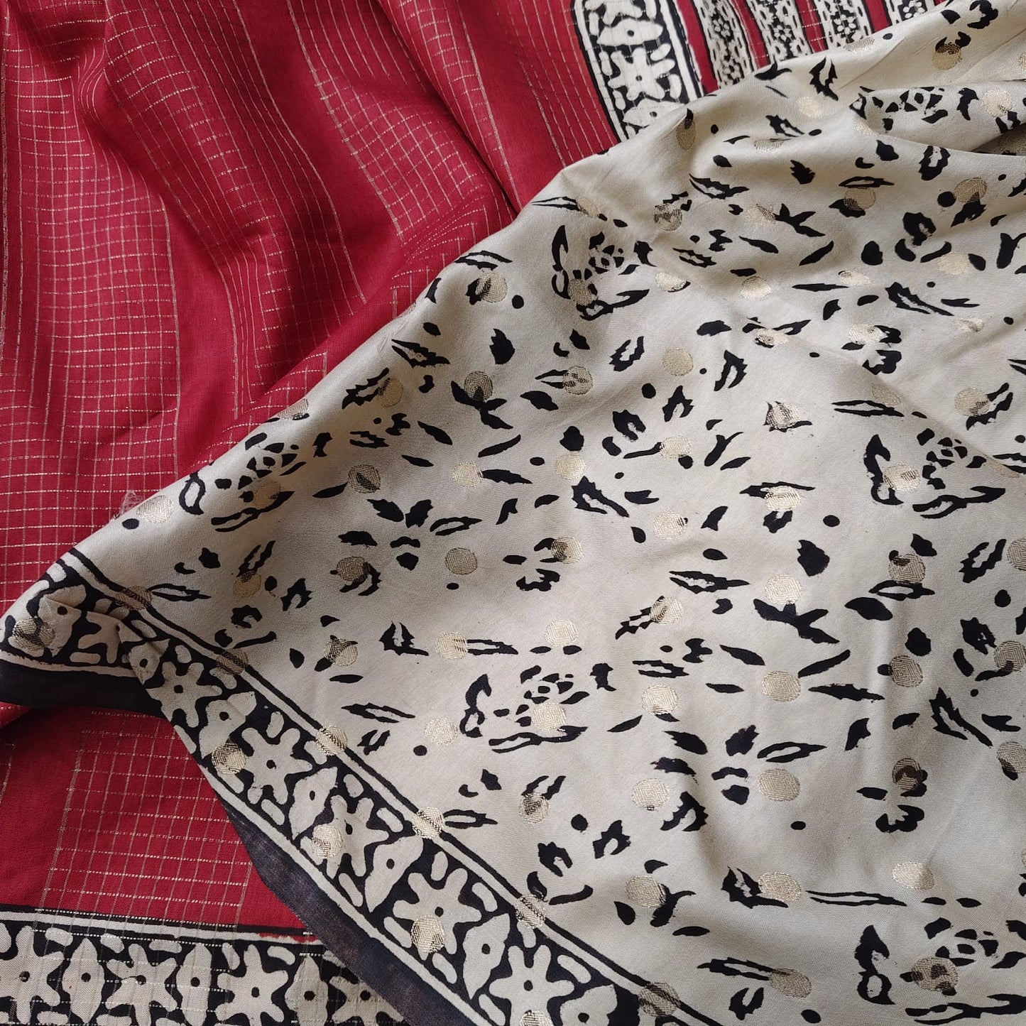 Russian Silk Block Print-Red 1