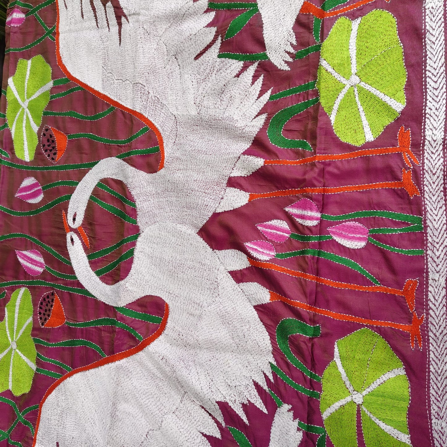 Kantha Stitch-Wine