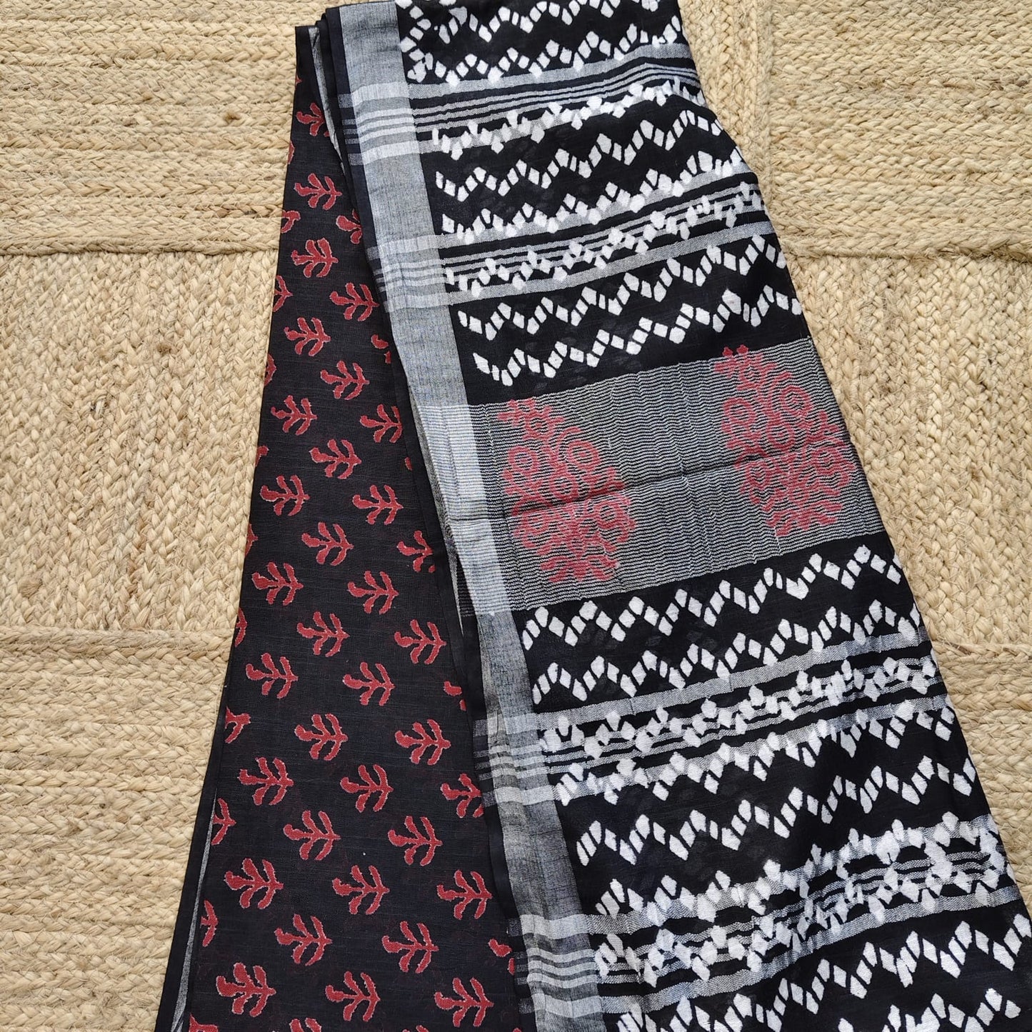 Black Block Print Linen Cotton-08