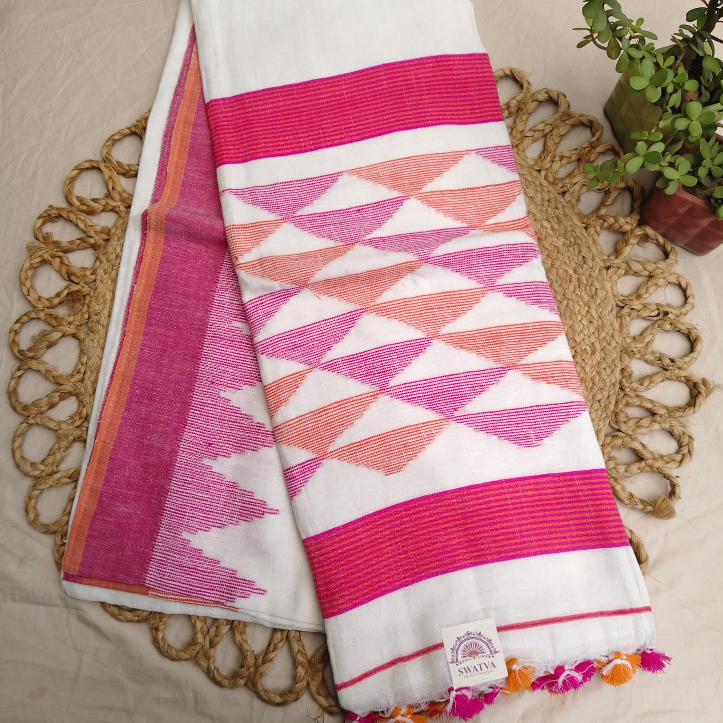 Handwoven Pure Linen by Linen -White