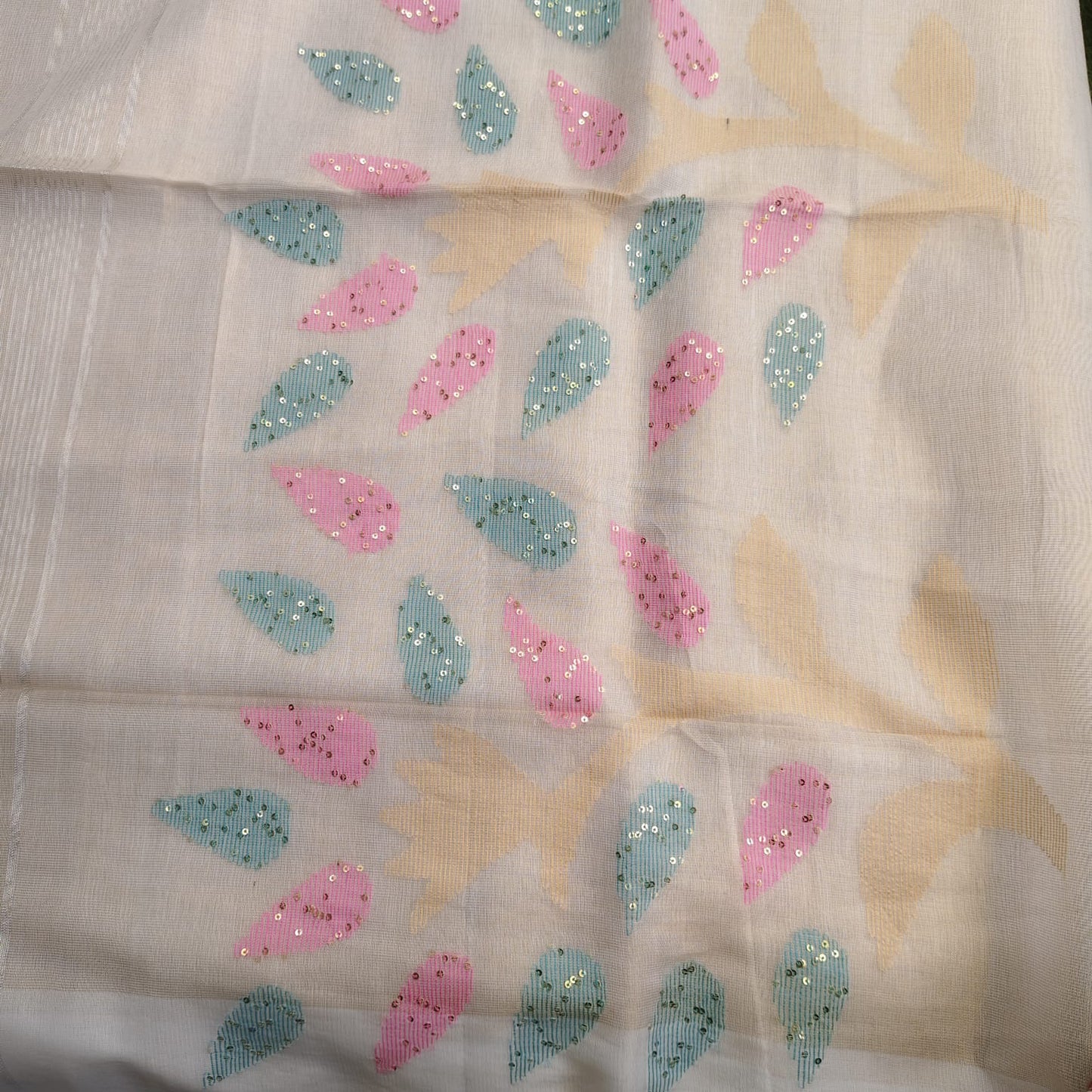 Tissue  Muslin Jamdani-Golden Biege