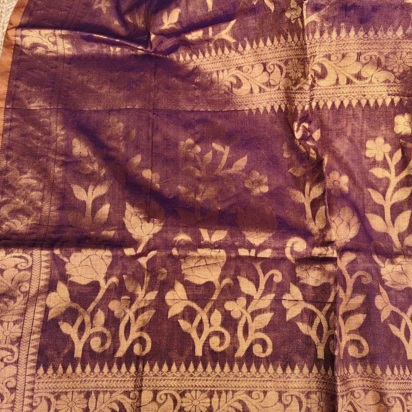 Tissue Linen Jamdani -Wine
