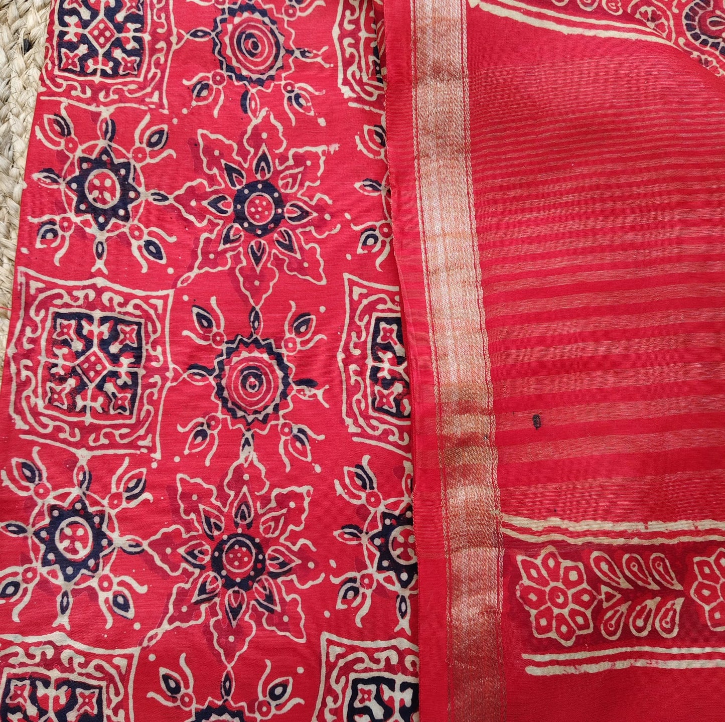 Ajrakh Block Print, Brick Red