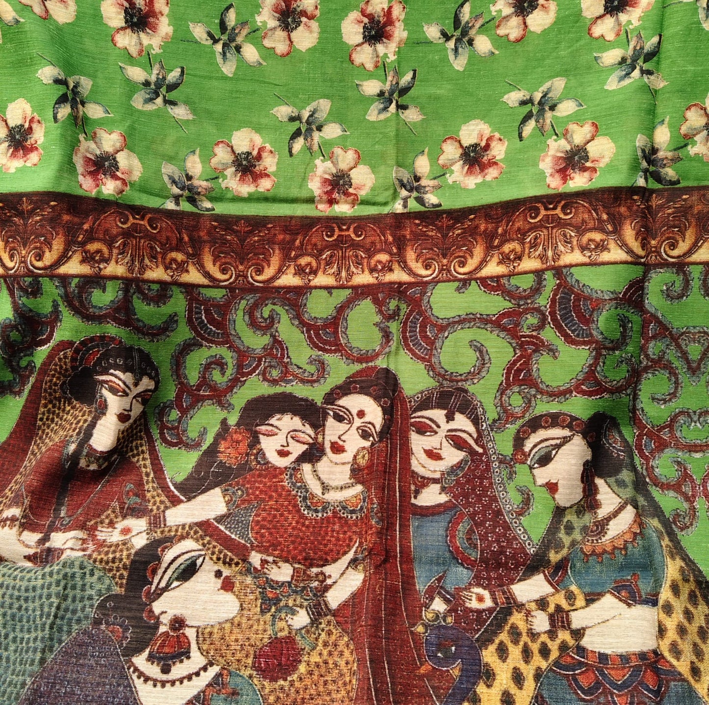 Jute Cotton-Floral Green