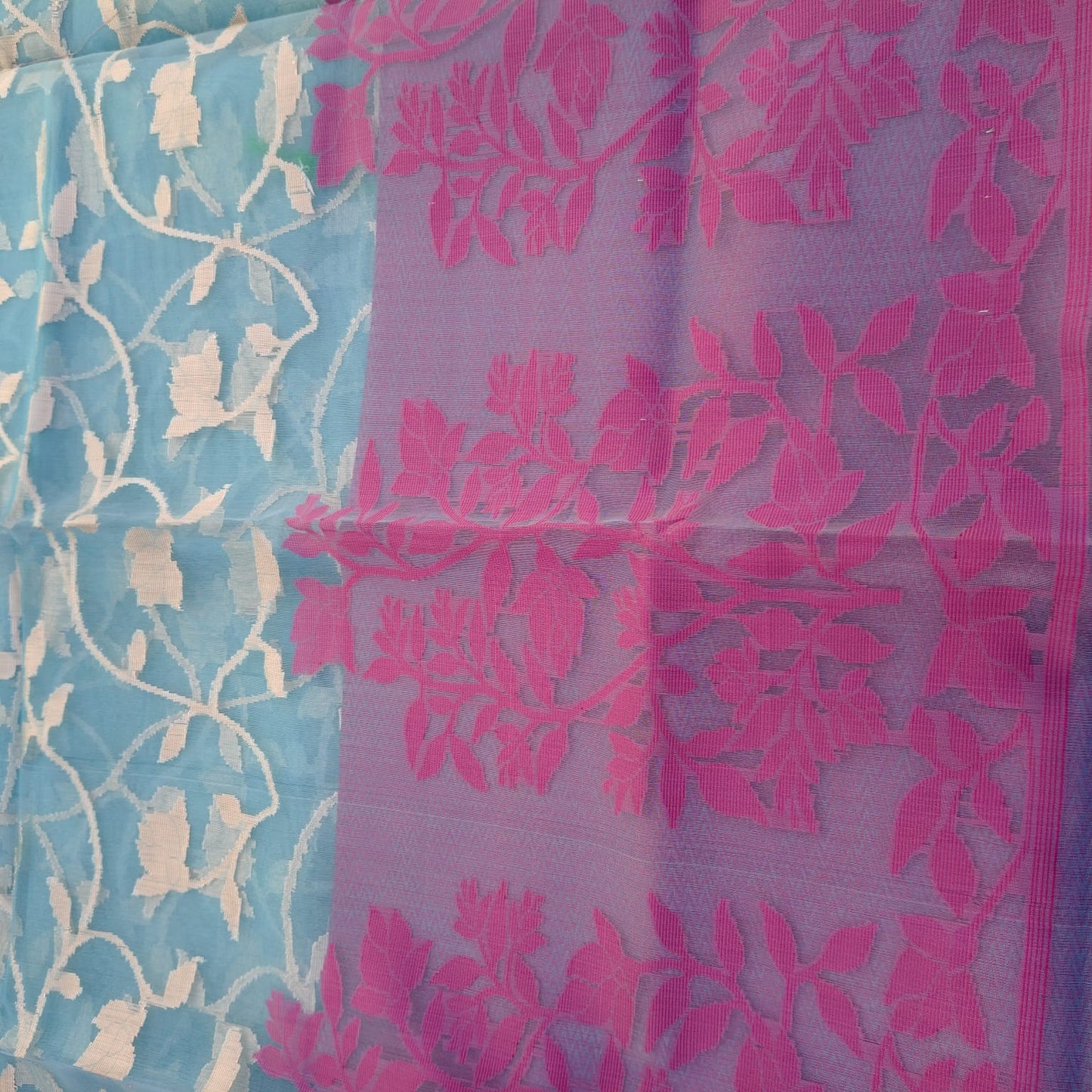 Organza Muslin Jamdani- Blue