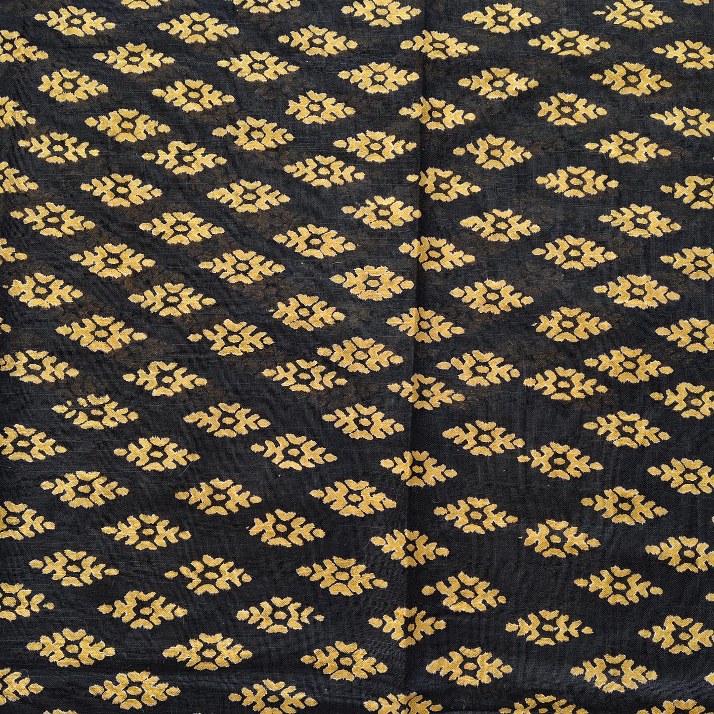 Black Block Print Linen Cotton -04