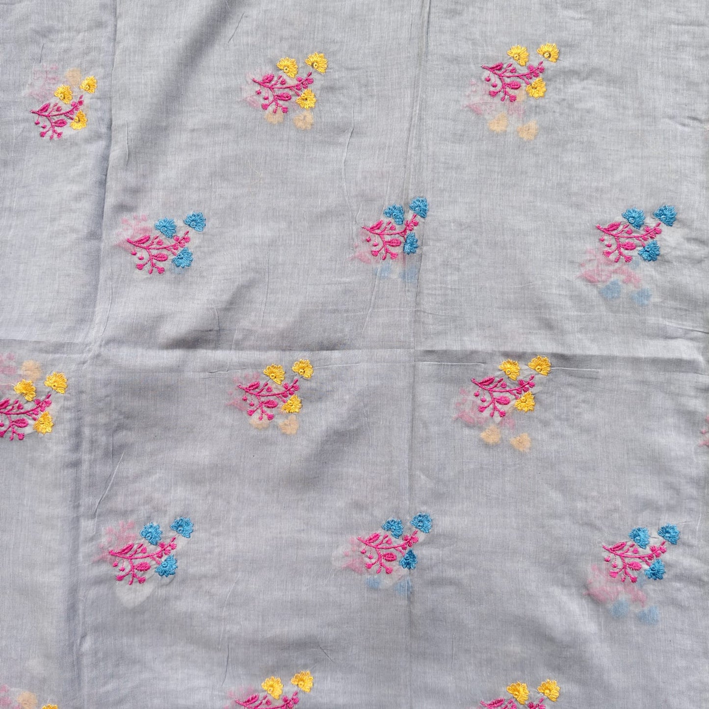 Mul Cotton Embroidery-Sky Blue