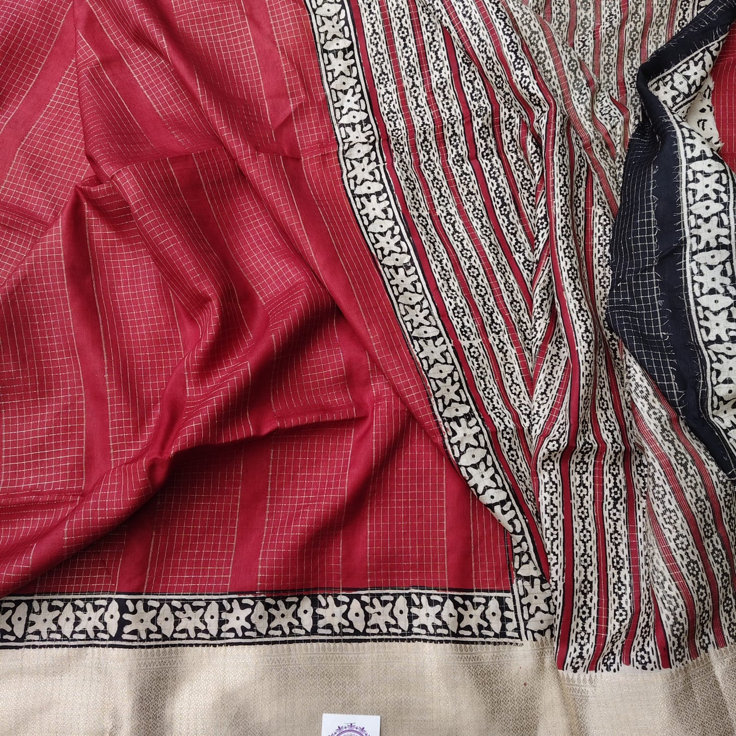 Russian Silk Block Print-Red 1