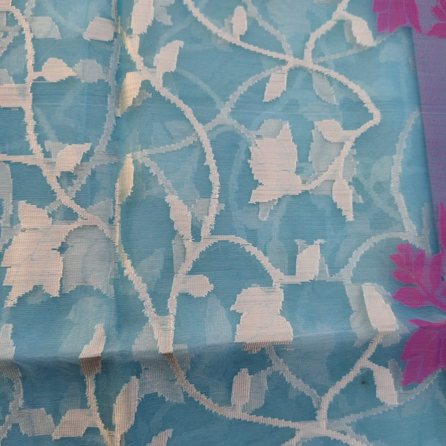 Organza Muslin Jamdani- Blue