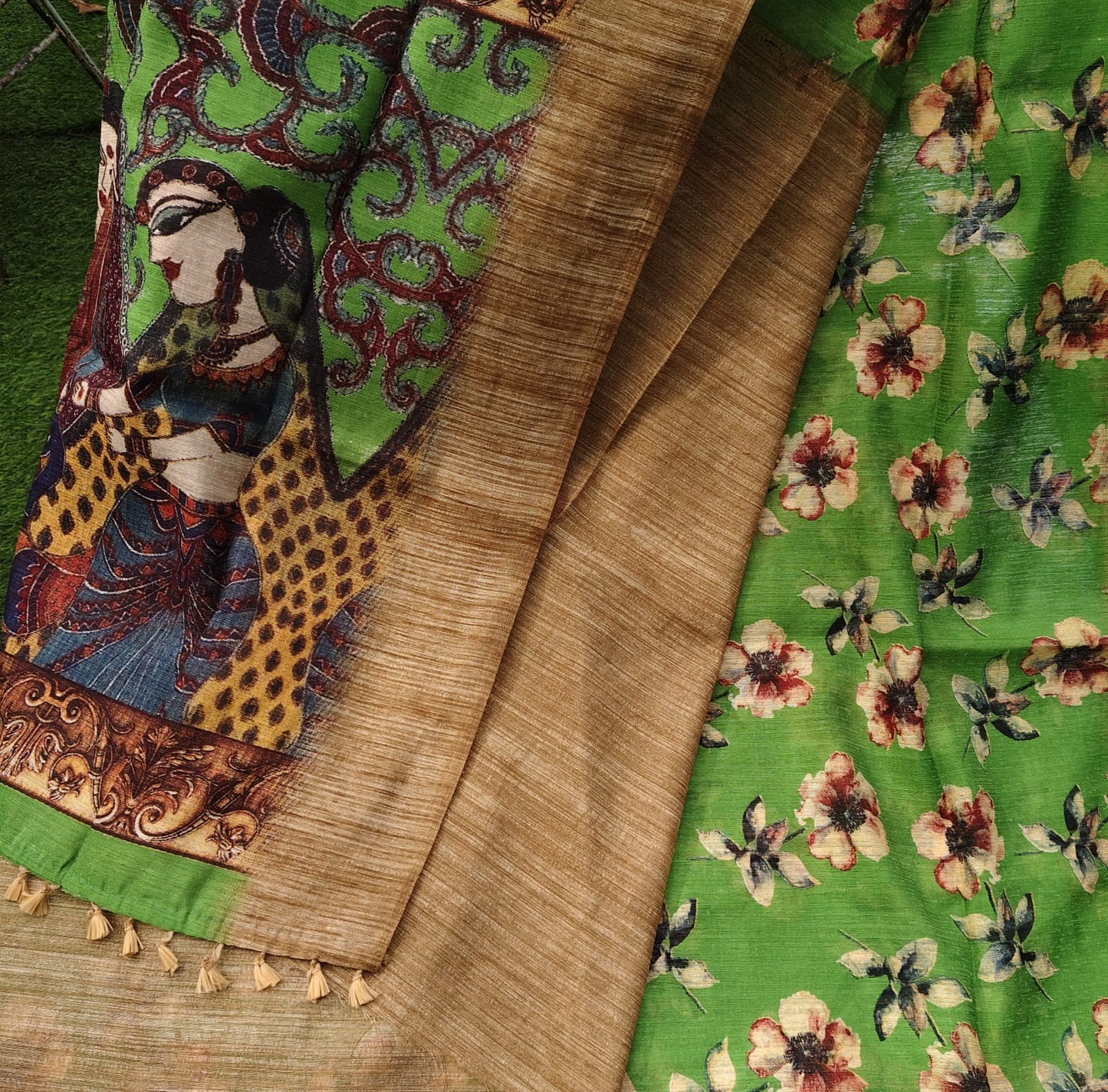 Jute Cotton-Floral Green