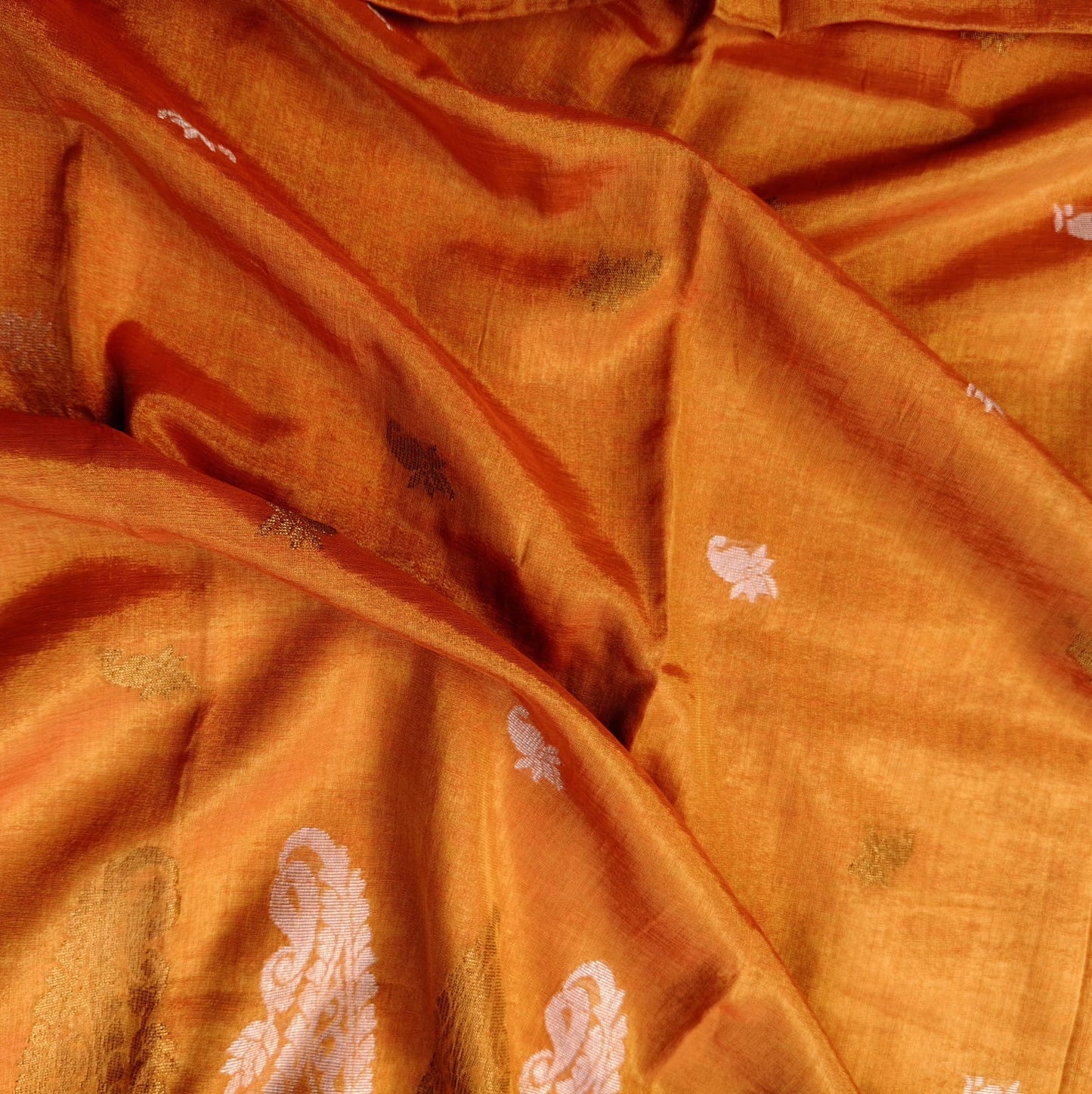 Pure Tissue Linen Banarasi, Rust