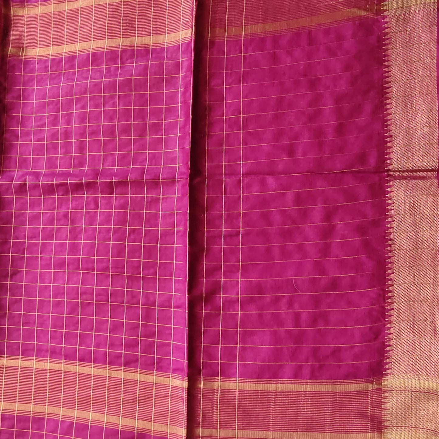 Maheshwari Silk- Zari Checks, Wine