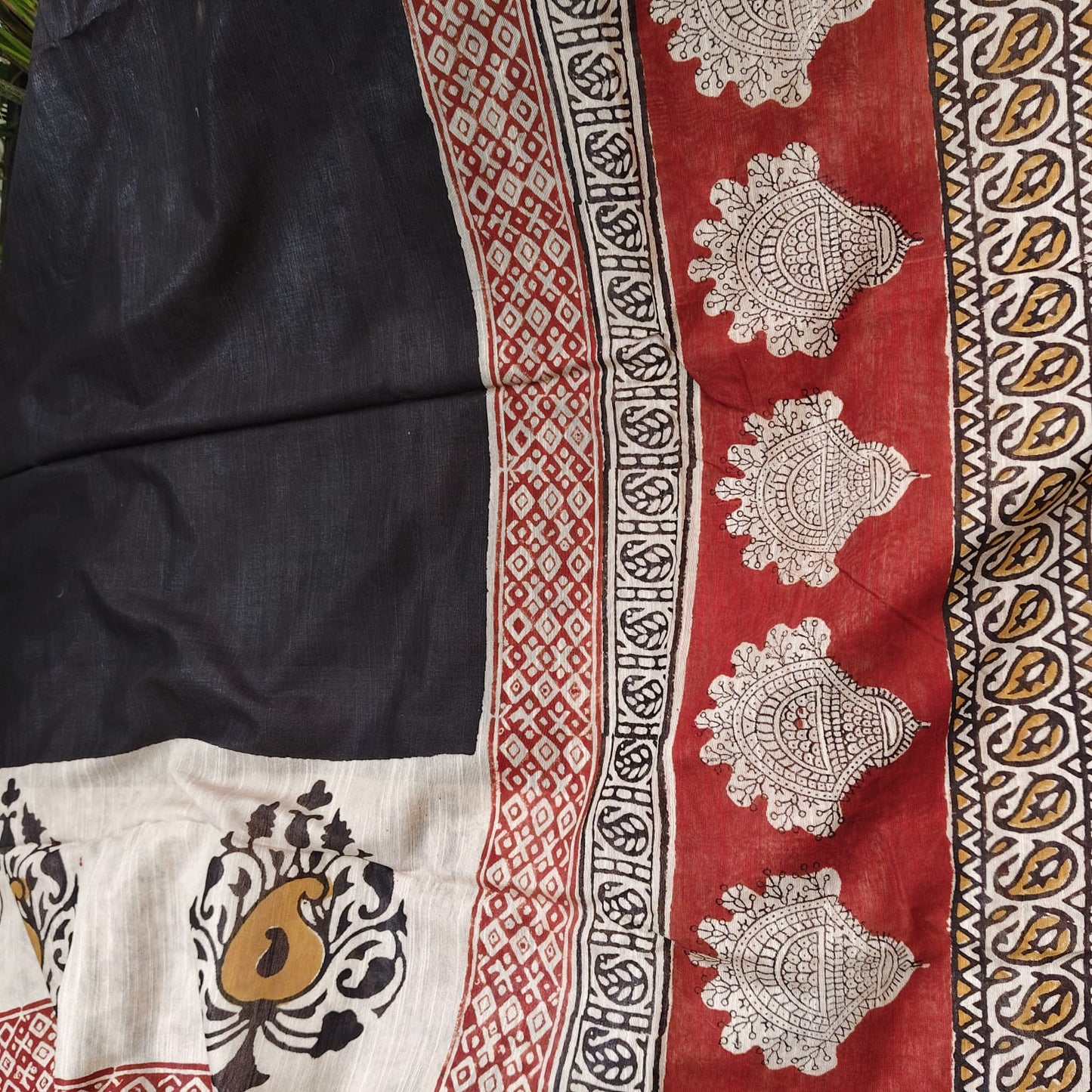 Dabu Print Black Chanderi