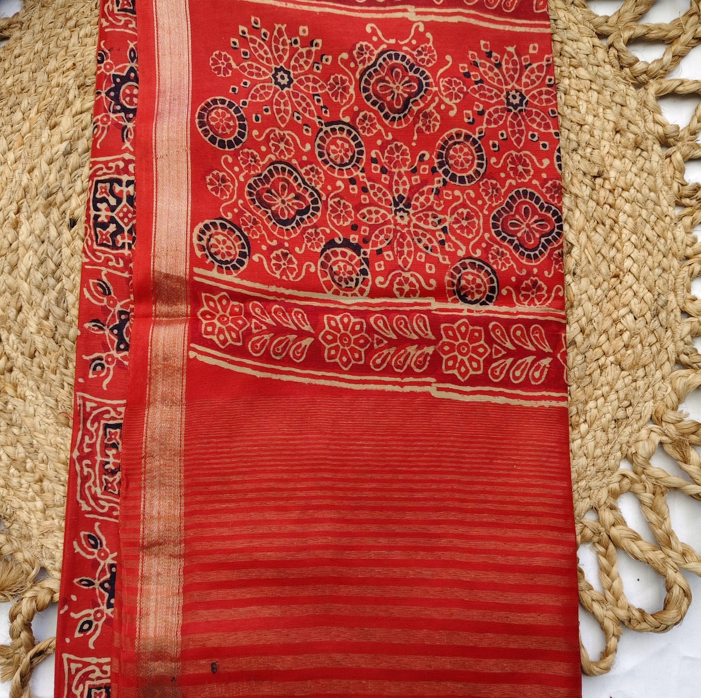 Ajrakh Block Print, Brick Red