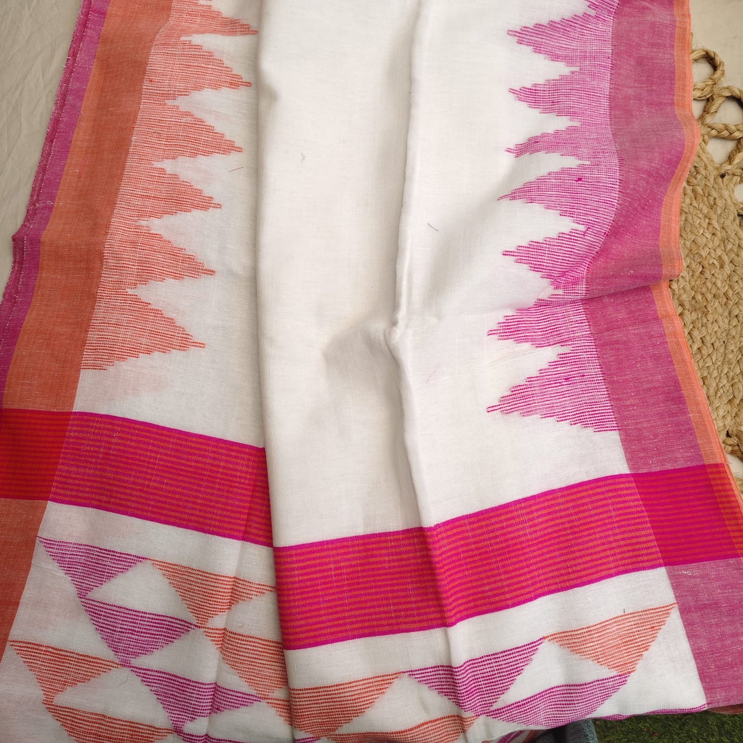 Handwoven Pure Linen by Linen -White