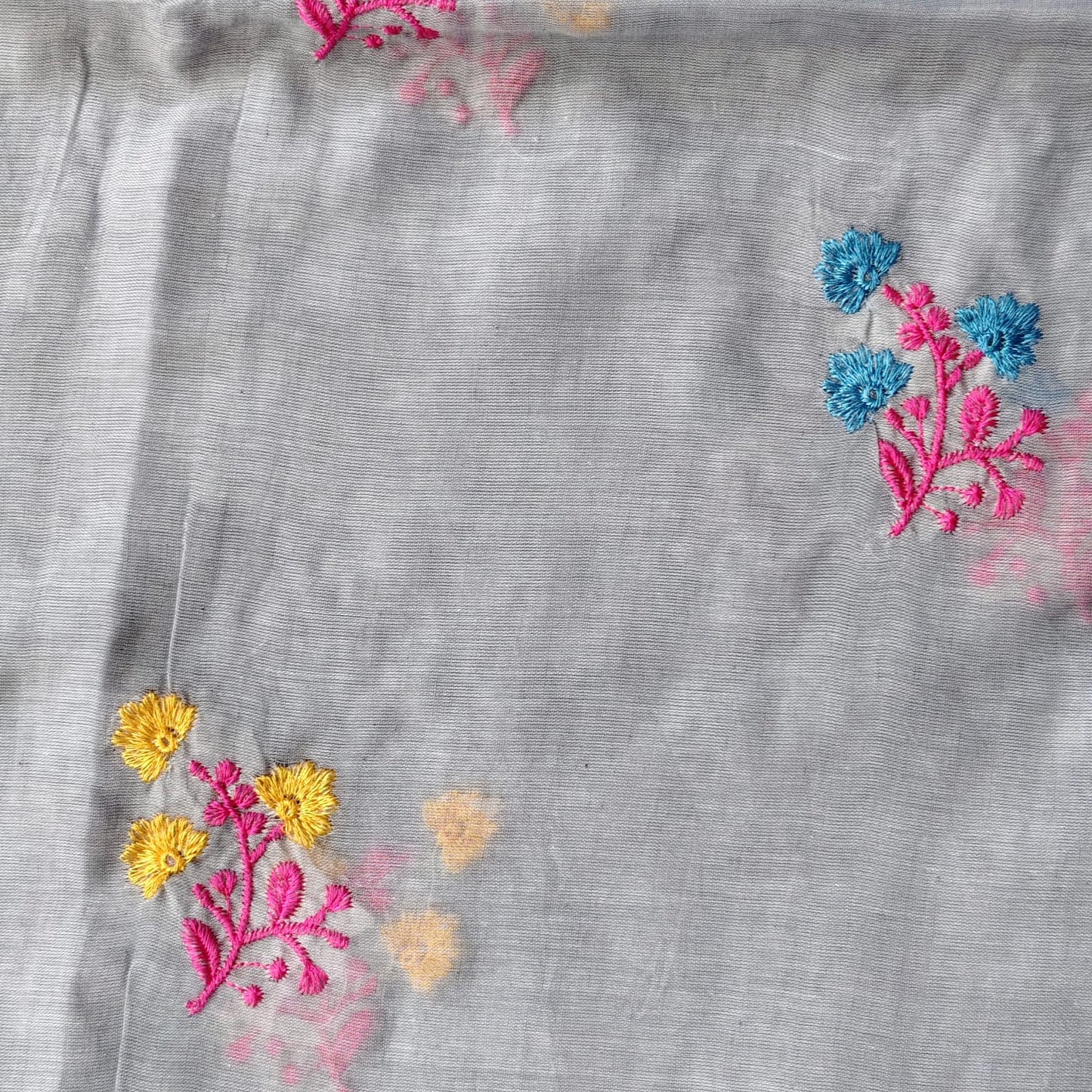 Mul Cotton Embroidery-Sky Blue