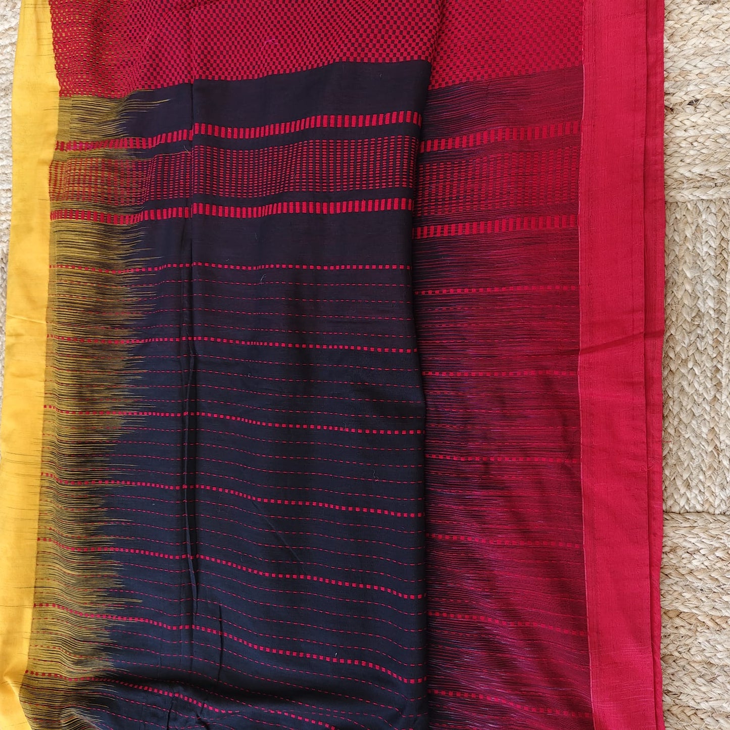 Handwoven Bengal Cotton -Black n Red