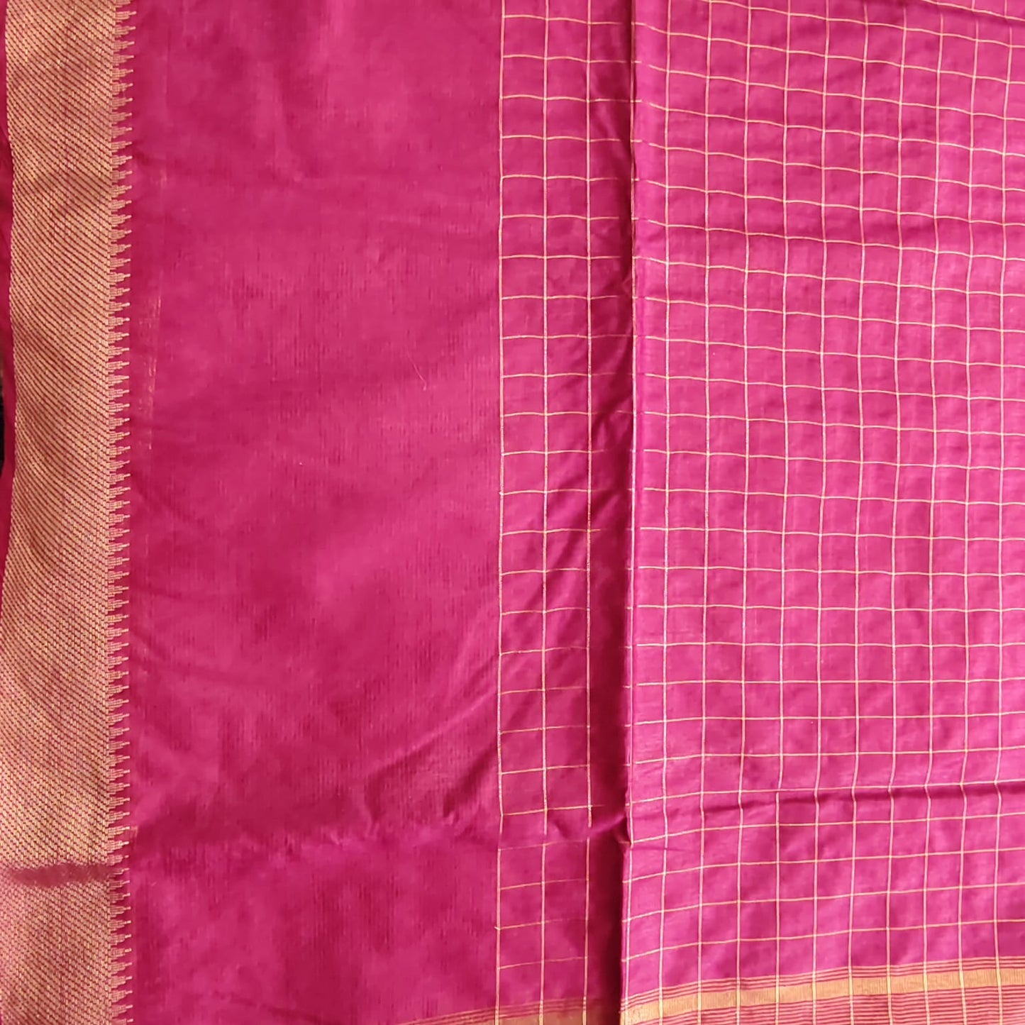 Maheshwari Silk- Zari Checks, Wine