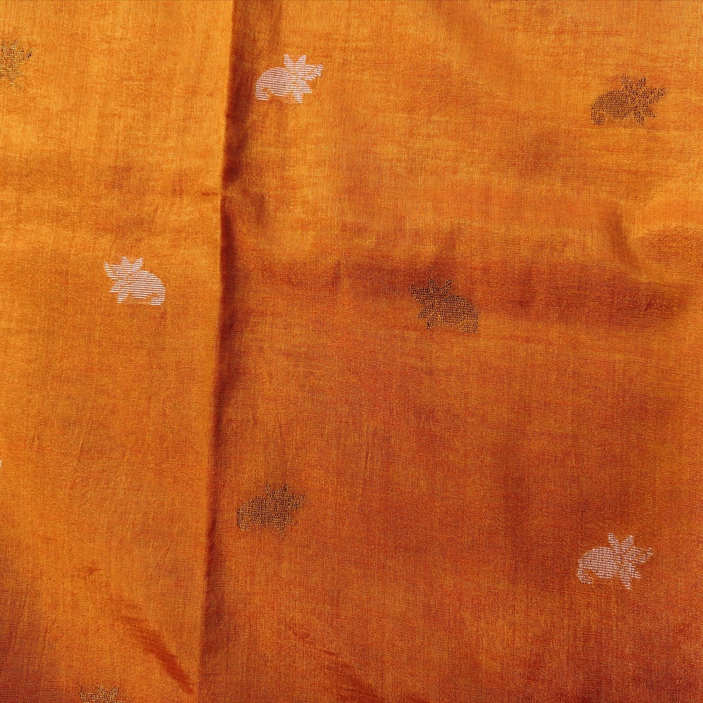 Pure Tissue Linen Banarasi, Rust