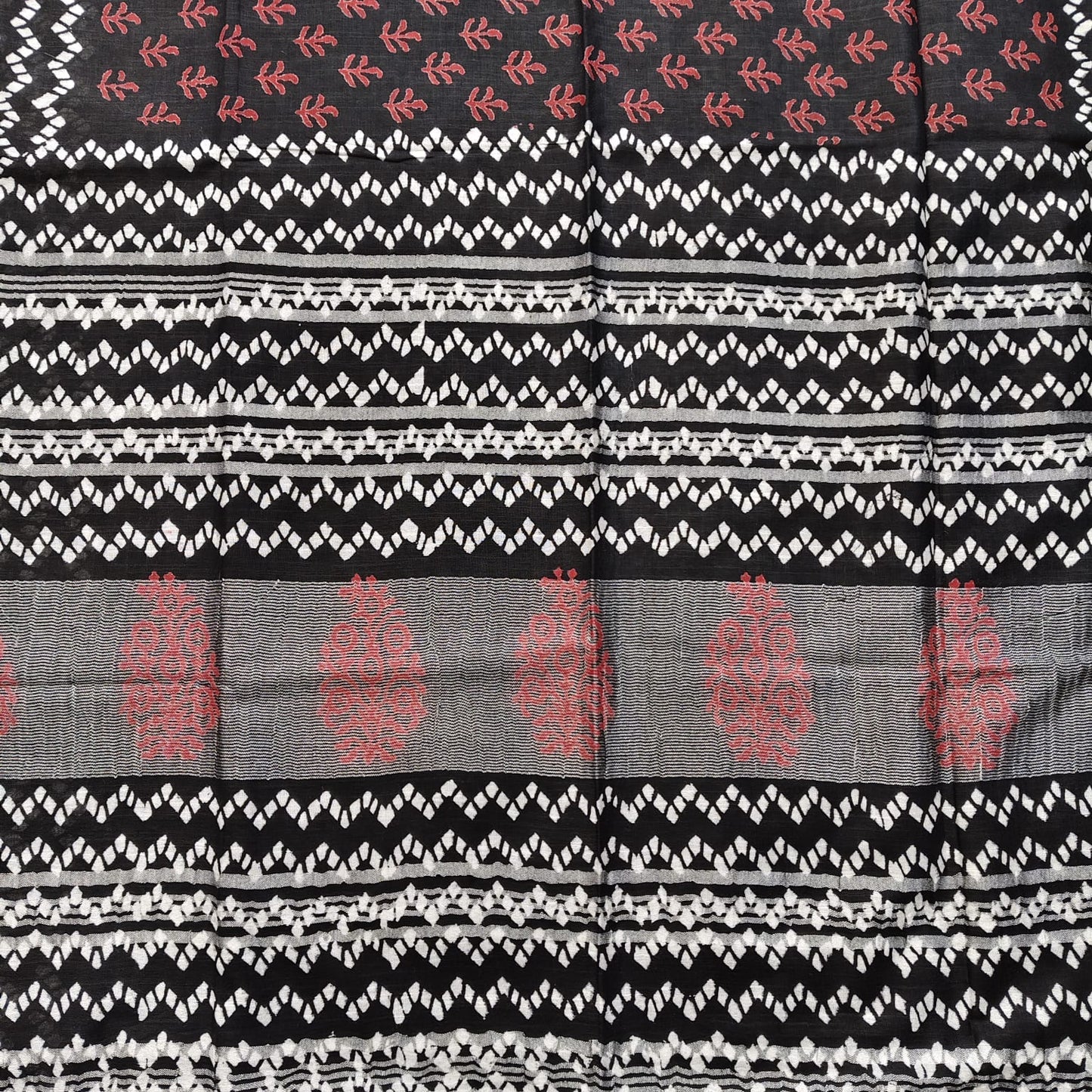 Black Block Print Linen Cotton-08