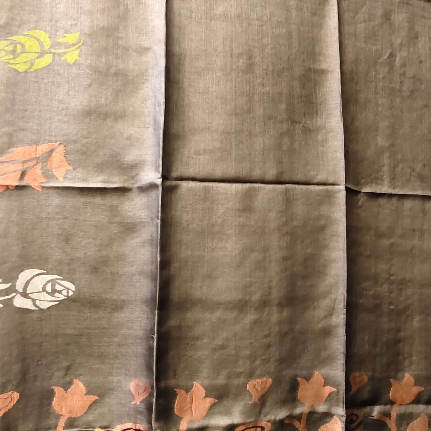 Handwoven Pure Tussar Charcoal Gray