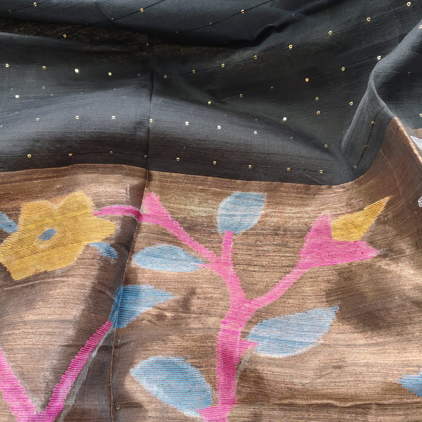Muslin Jamdani Paithani-Black