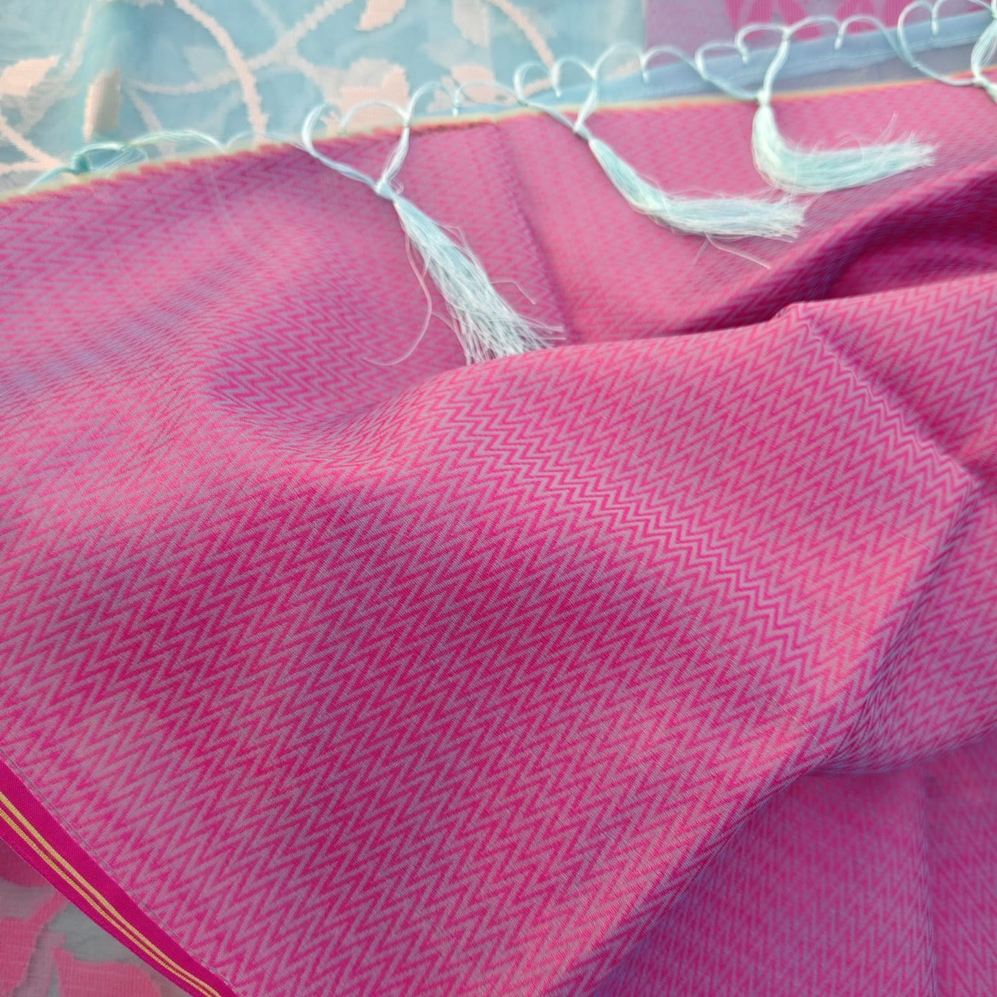 Organza Muslin Jamdani- Blue