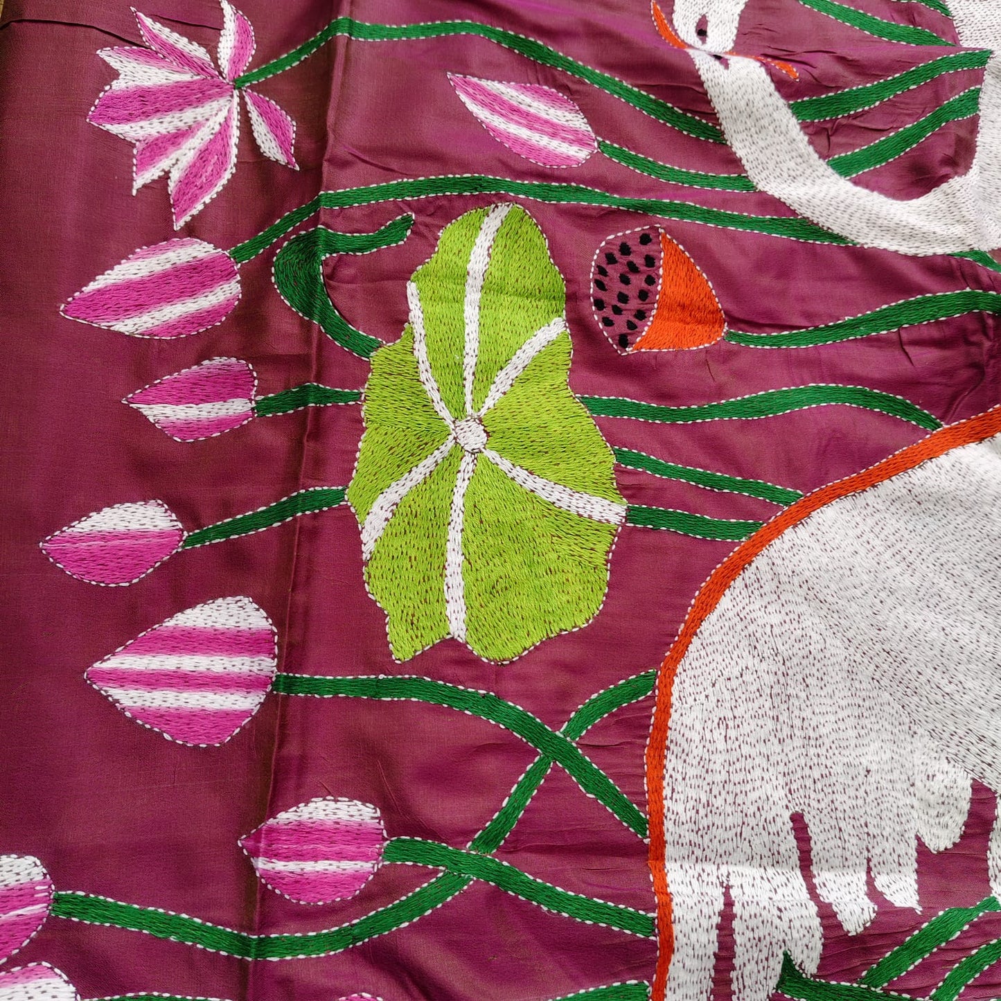 Kantha Stitch-Wine